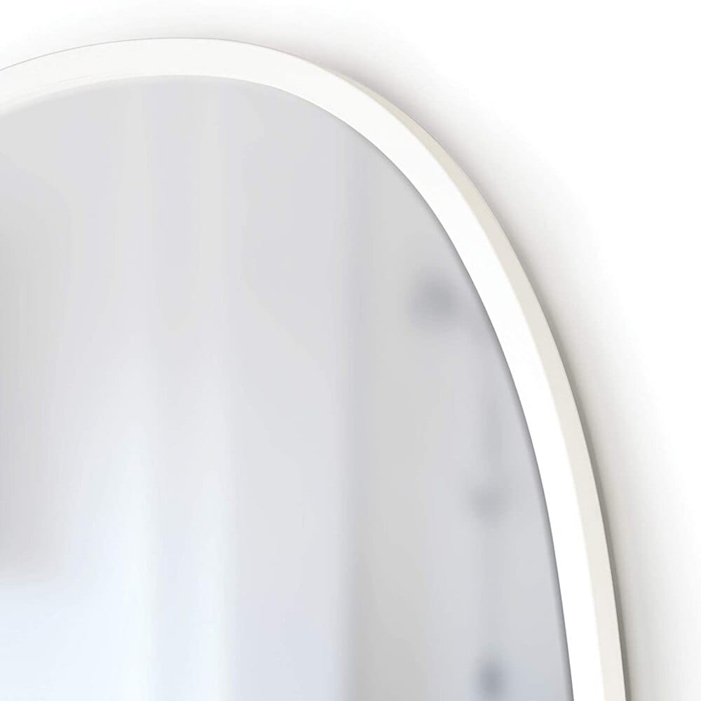 Umbra Hub 24" x 36" Oval Wall Mirror with Rubber Rim, White