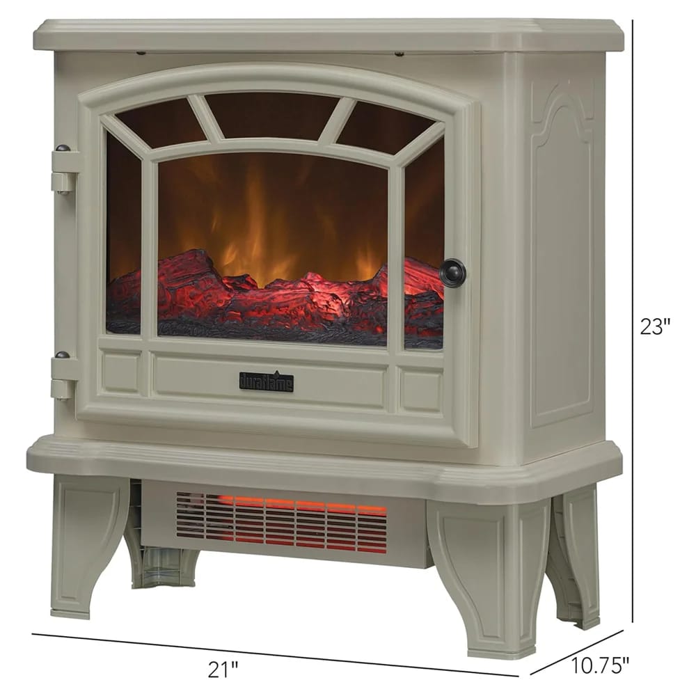 Duraflame Electric 1,500W Fireplace Stove Infrared Heater with Flickering Flame Effects, Cream