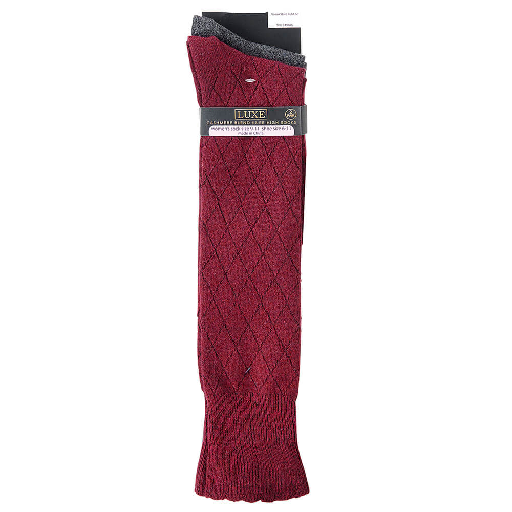Luxe Women's Cashmere Blend Knee High Sock, 2 Pair