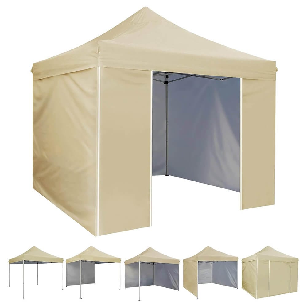 10' x 10' Pop-Up Canopy Tent with 4 Sidewalls, Beige