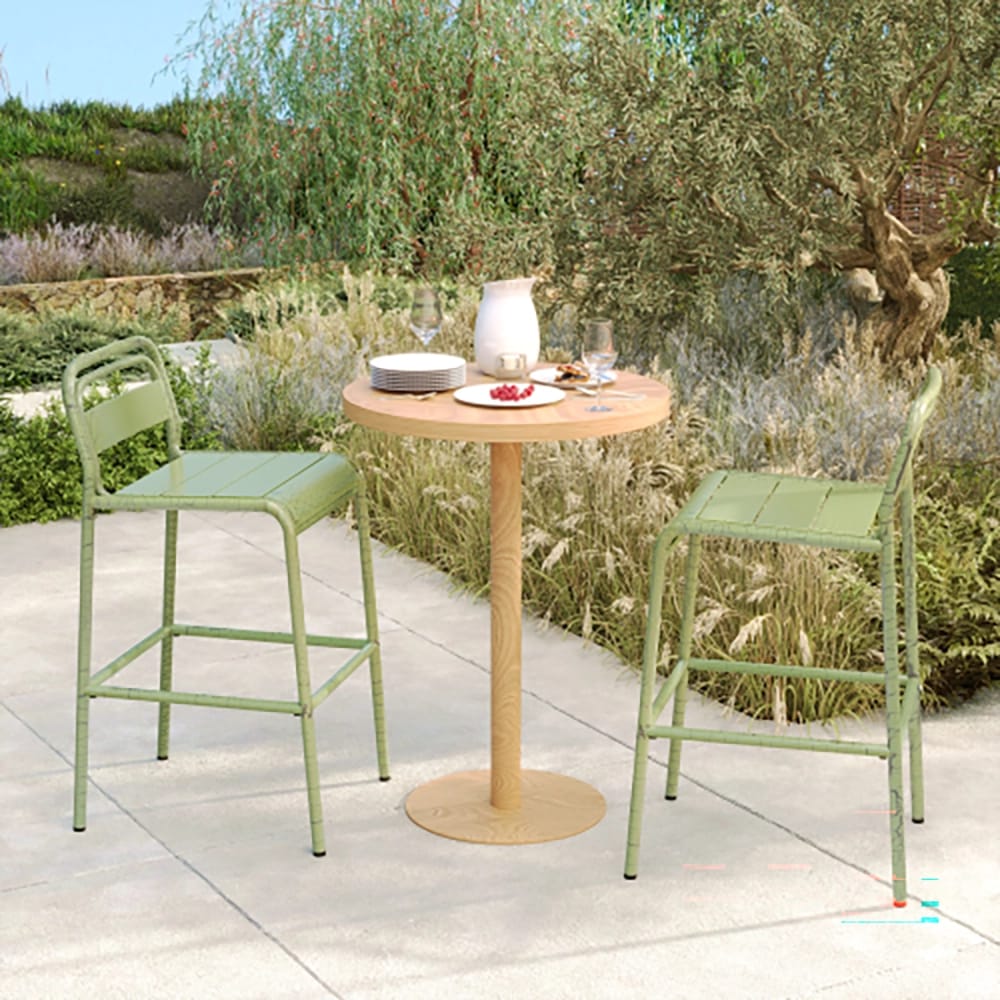 Carmella Stackable Metal Outdoor Bar Stool, Green, 2 Count