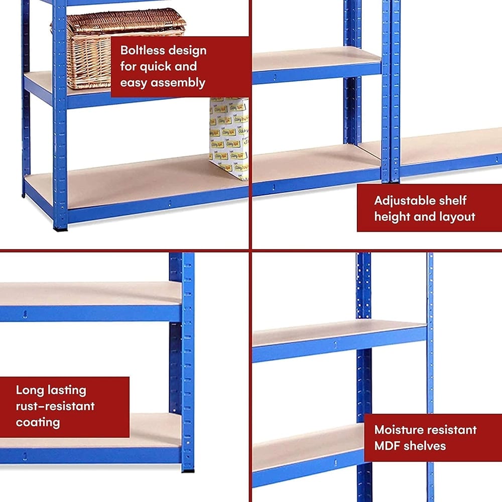 G-Rack 5-Tier Garage Shelving Unit, 47" x 18" x 71", Blue