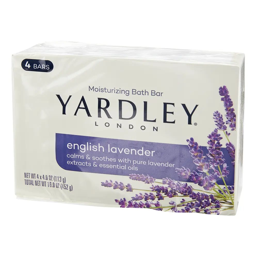 Yardley London Moisturizing English Lavender Bar Soap, 4 Count