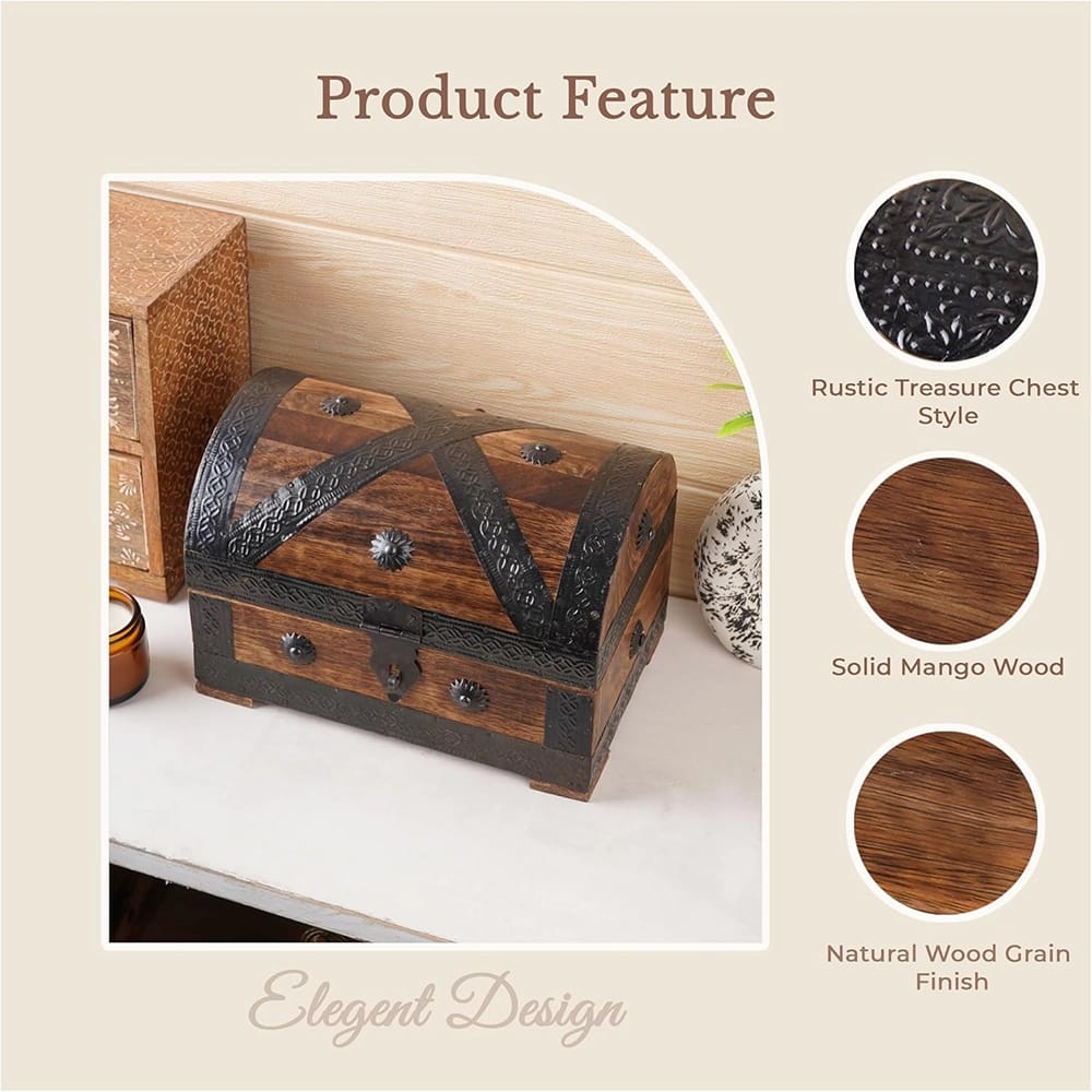 Brynnberg Wooden Pirate Treasure Chest, Brown
