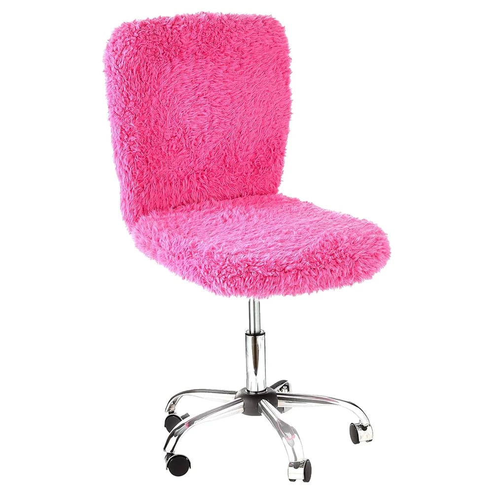 Faux Fur Rolling Desk Chair, Pink