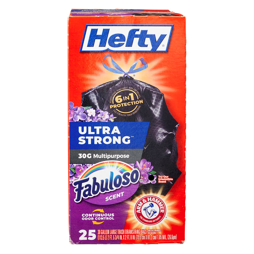 Hefty Ultra Strong Multipurpose Fabuloso 30 Gallon Trash Bags, 25 Count