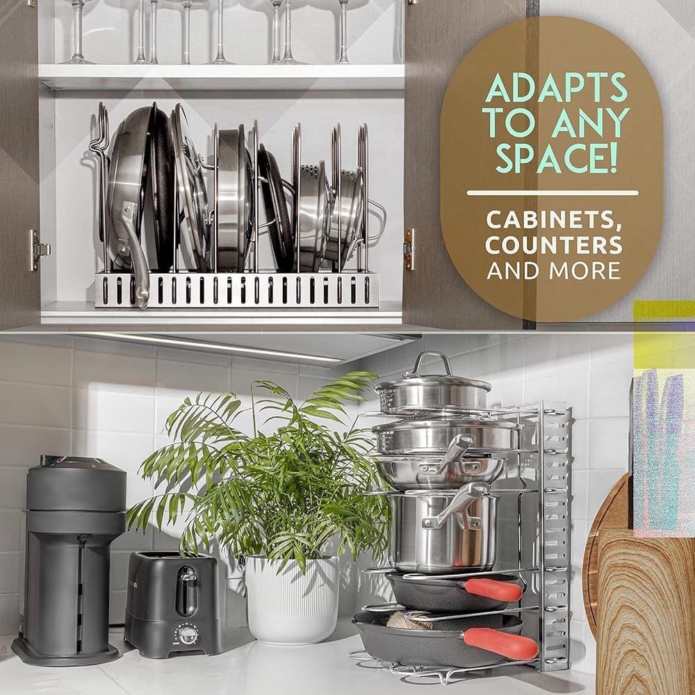 Pan Organizer Rack for Cabinet, Silver