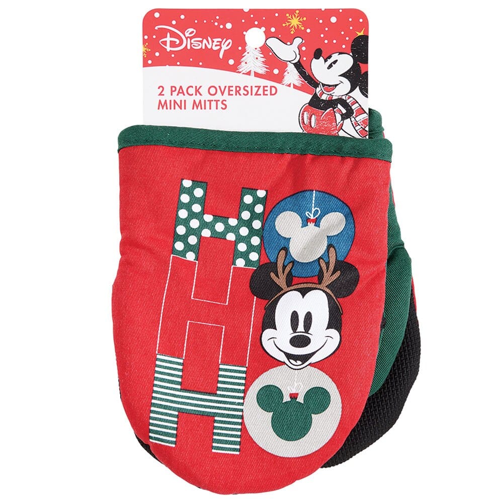 Disney Mickey Mouse and Minnie Mouse Christmas Mini Oven Mitts, 2 Count