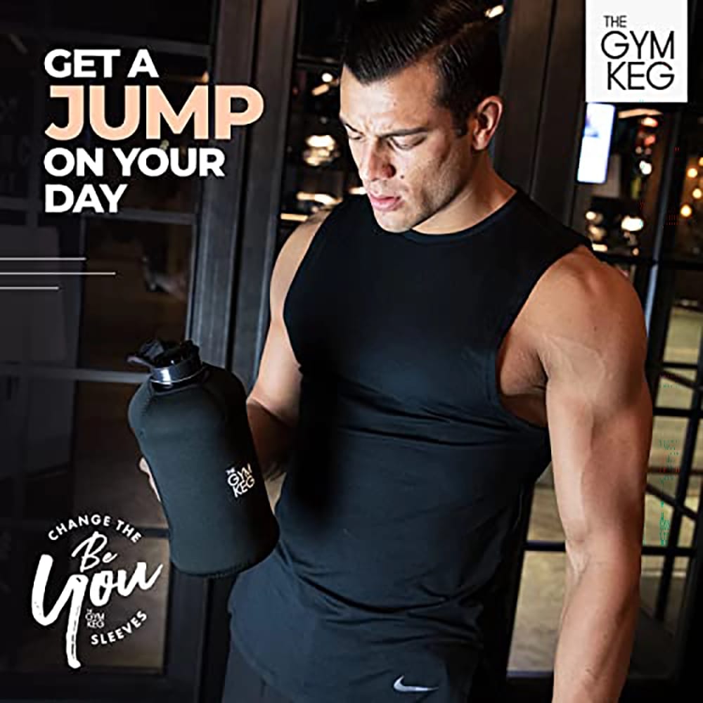 The Gym Keg 74 oz Insulated Water Bottle, Stealth Black