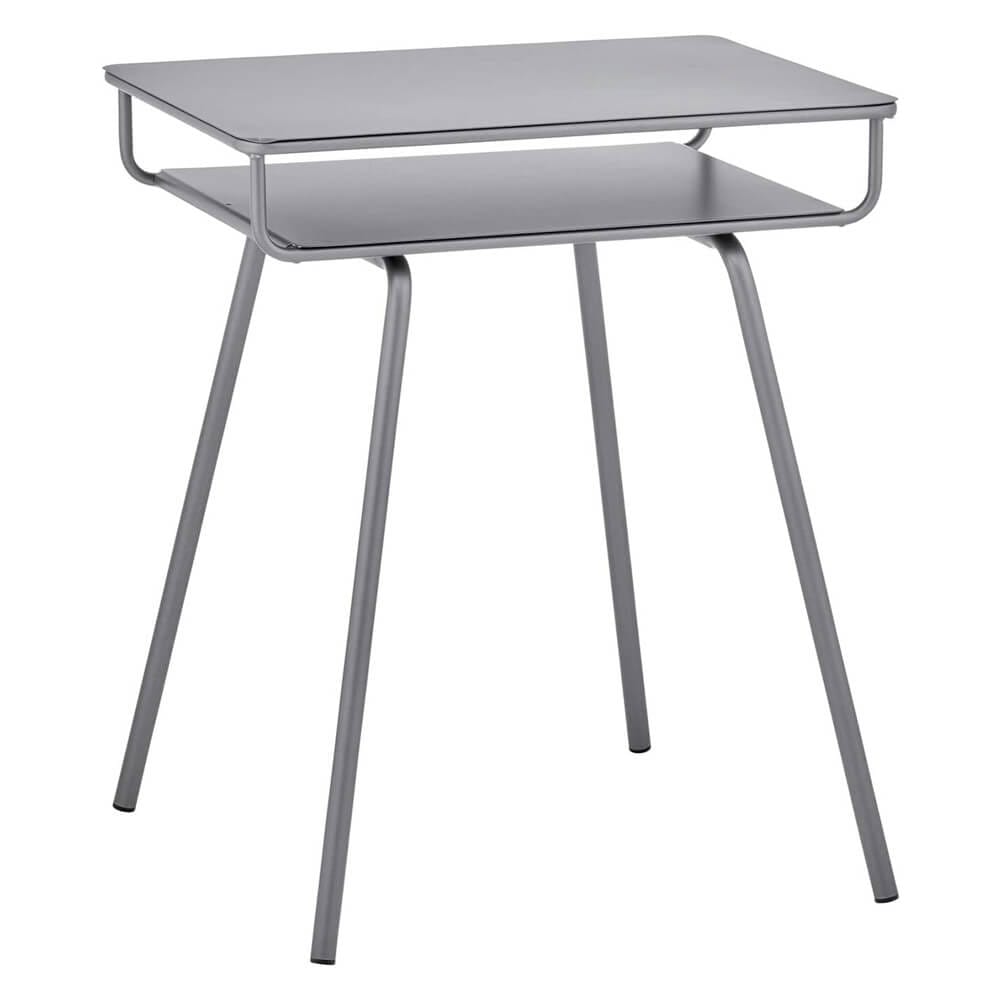 mDesign Small Modern Industrial Side Table with Storage Shelf, Graphite