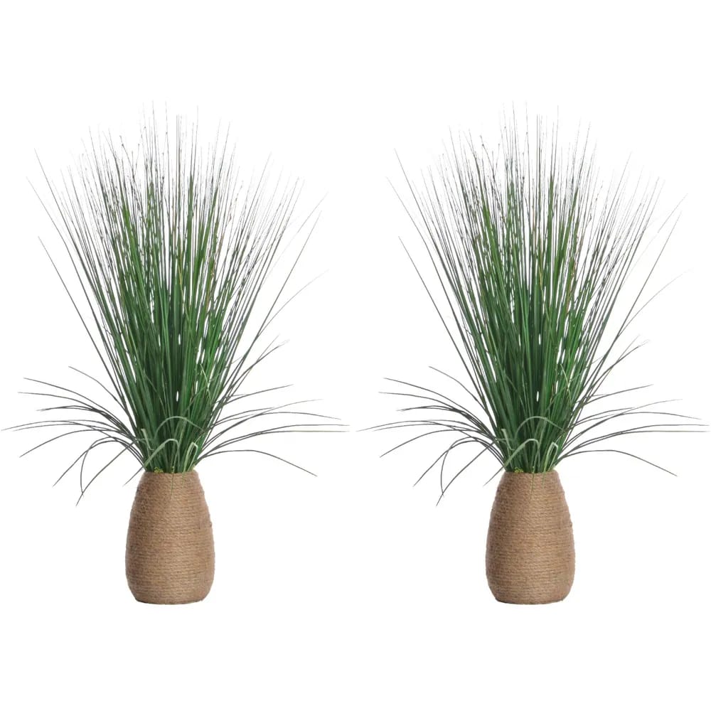Vintage Home 29" Tall Grass with Twigs in Hemp Rope Container, 2 Count