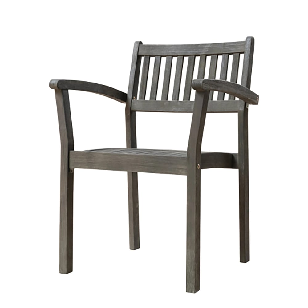 Patio Stacking Armchairs, Gray, Set of 2
