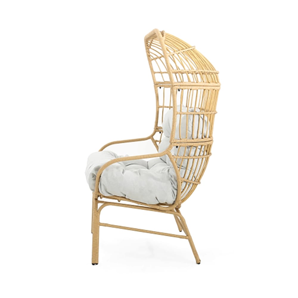 Wicker Outdoor Loveseat with Cushion, Light Brown