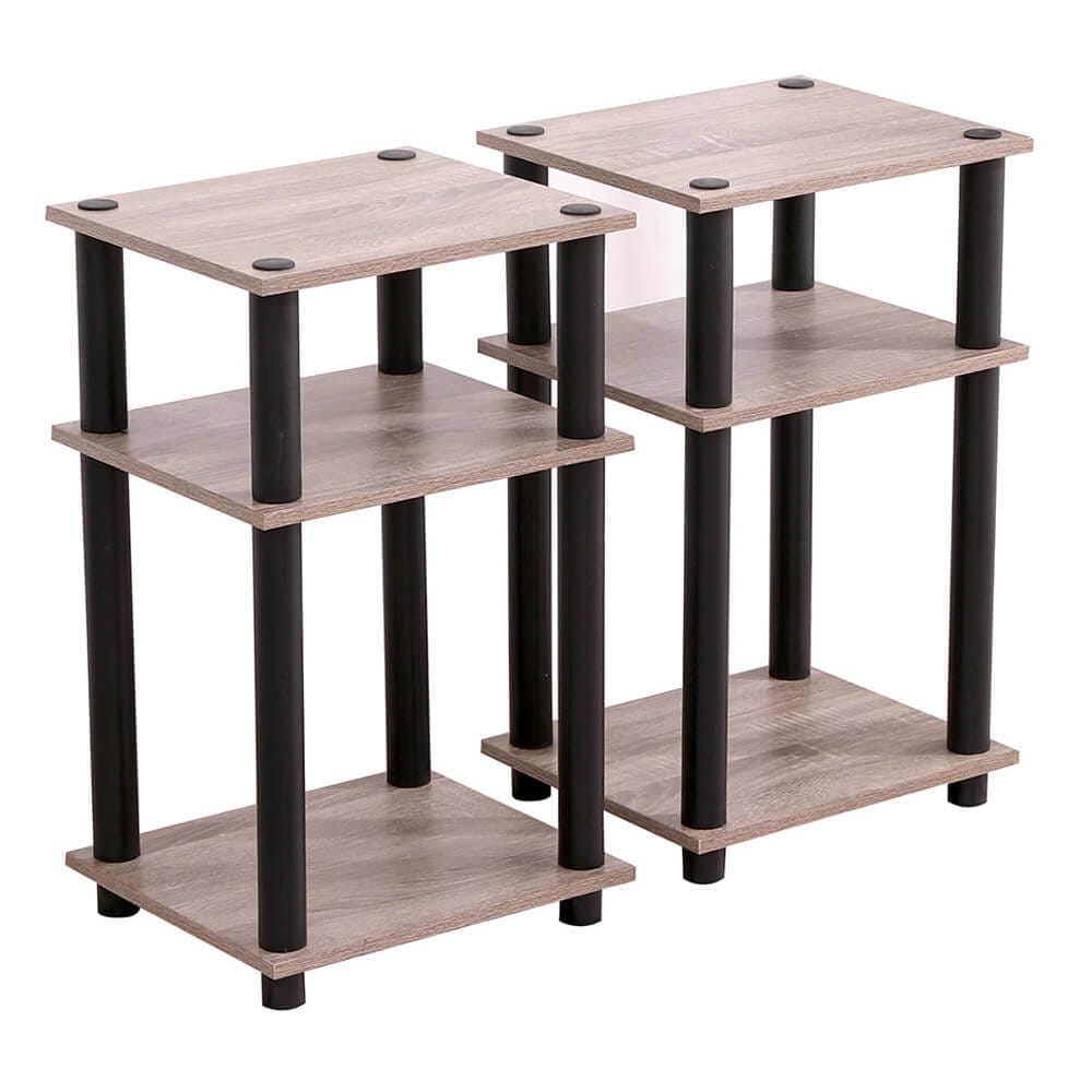 Turn-N-Tube End Table, Set of 2, Oak Gray/Black