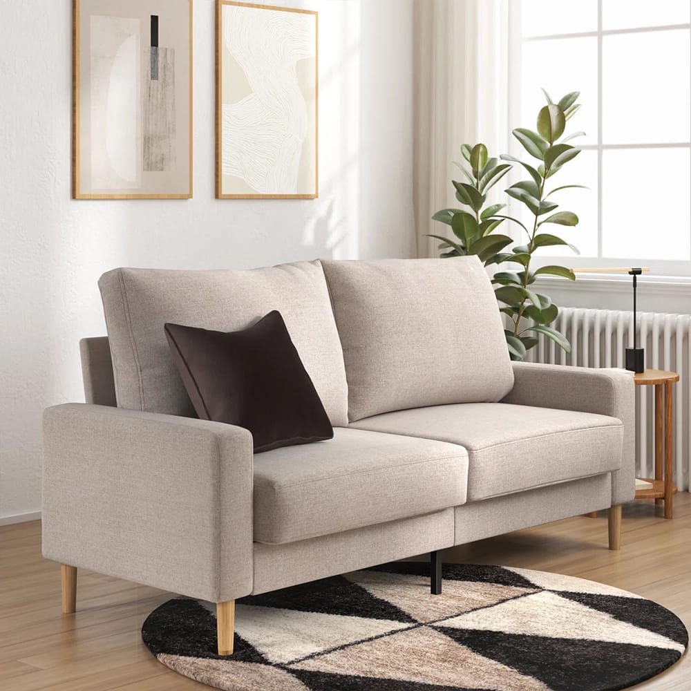Zinus Colton Upholstered Loveseat, Beige