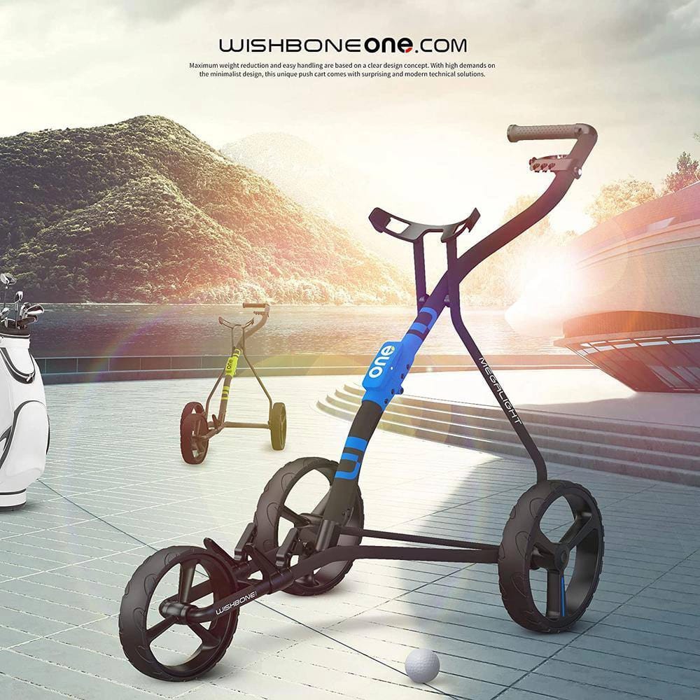 Wishbone Folding Golf Push Cart, Blue