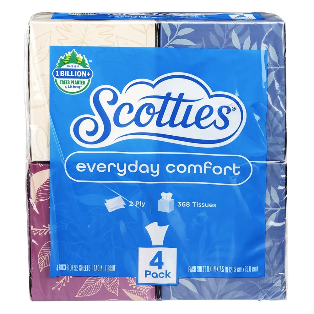 Scotties 2-Ply Facial Tissues, 4 Pack