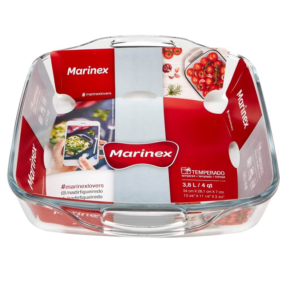 Marinex Square Glass Bakeware with Handles, 4 Qt