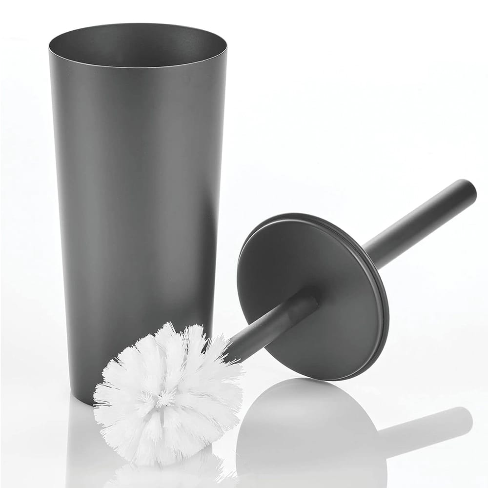 mDesign Stainless Steel Toilet Brush Set, Graphite