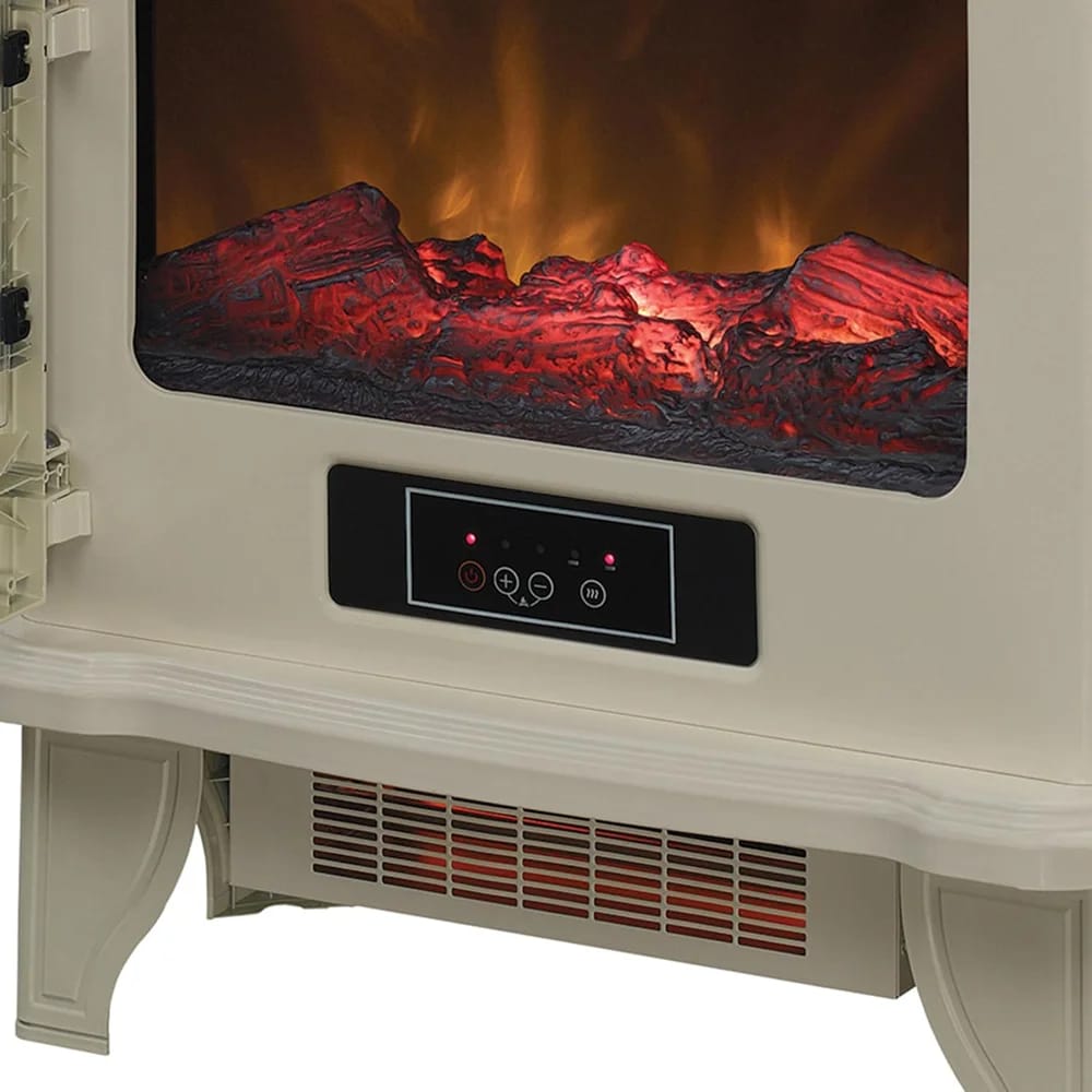 Duraflame Electric 1,500W Fireplace Stove Infrared Heater with Flickering Flame Effects, Cream