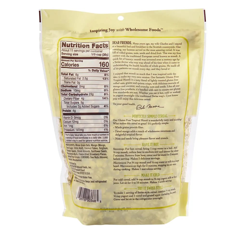 Bob's Red Mill Gluten Free Tropical Muesli, 14 oz
