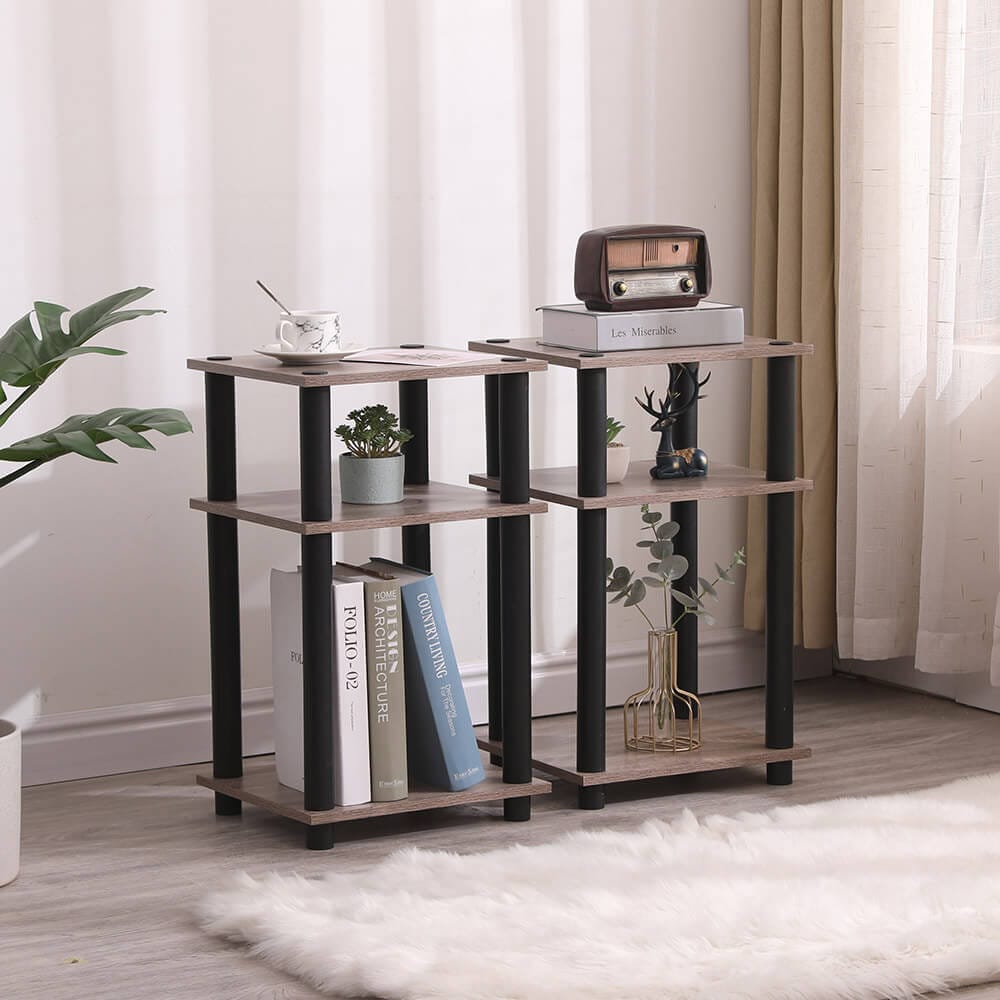Turn-N-Tube End Table, Set of 2, Oak Gray/Black