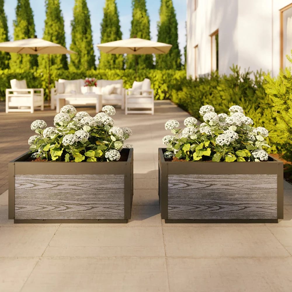 Vita Delta 30" Planter, Gray, Set of 2