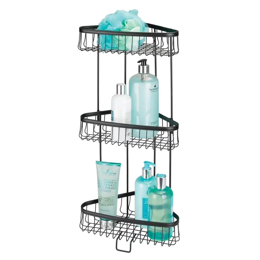 mDesign 3-Tier Shower Shelf, Black
