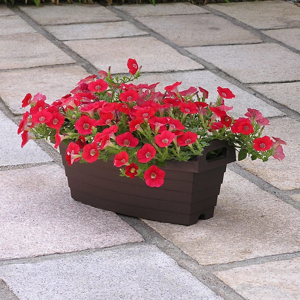 JEJ Astage 20" Rectangle Plastic Indoor/Outdoor Planter, Dark Brown