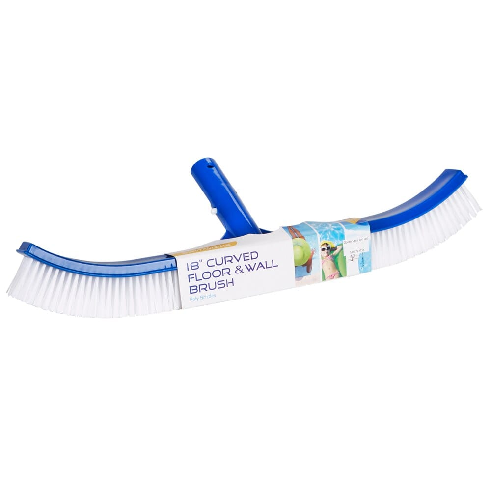 SwimWorks Curved Floor and Wall Pool Brush, 18"