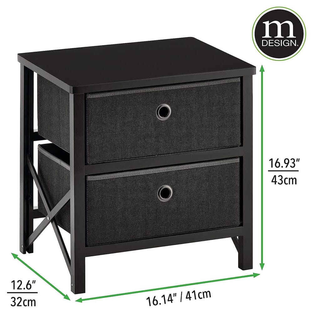 mDesign 2-Drawer Foldable Dresser, Black