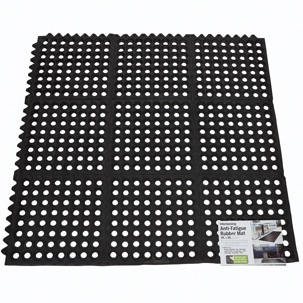 Interlocking Anti-Fatigue Rubber Mat, 3'x3'