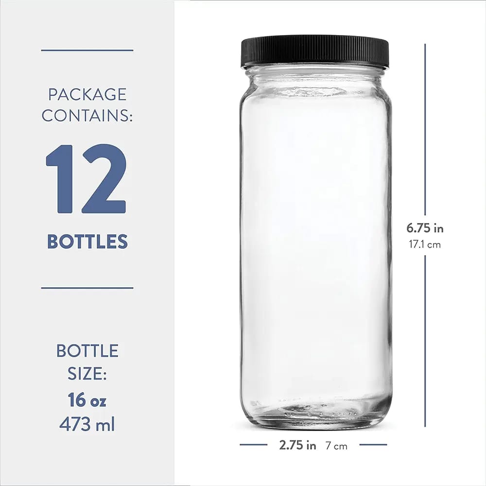 Travel Glass Drinking Bottles, 12-Pack