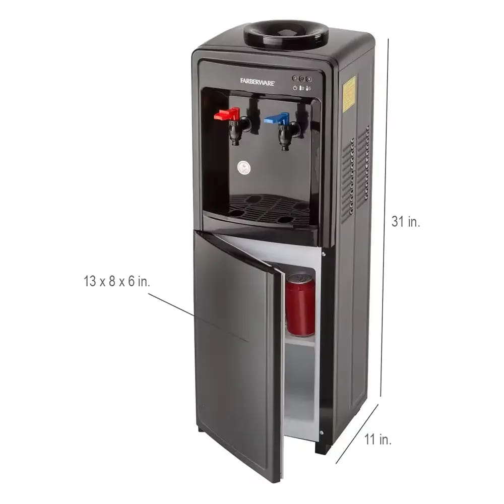 Farberware Freestanding Hot and Cold Water Cooler Dispenser, Black