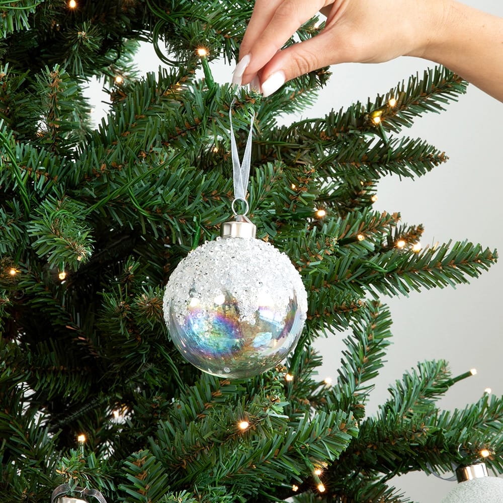 Famous Brand Crystal Christmas Glass Ornament Set, 12 Pack