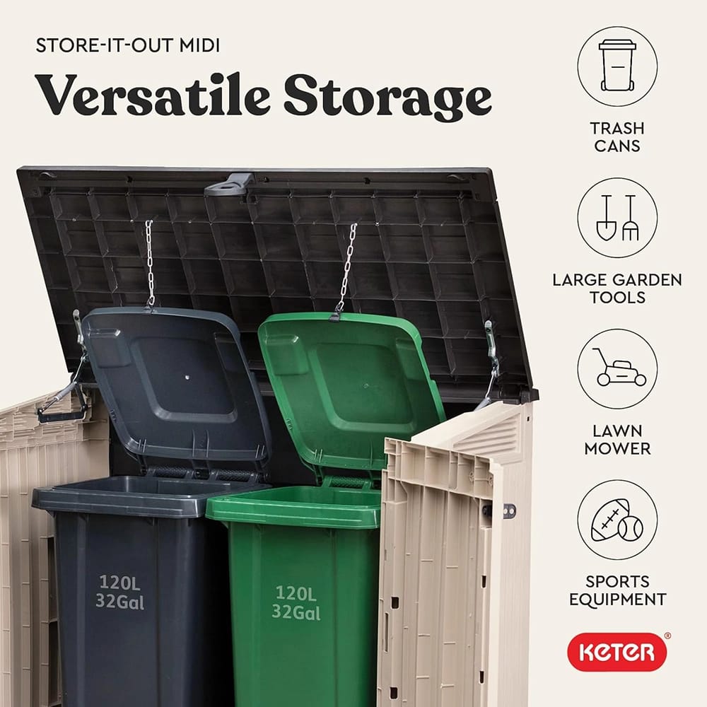 Keter Store-It-Out MIDI Outdoor Resin Storage Shed, Beige