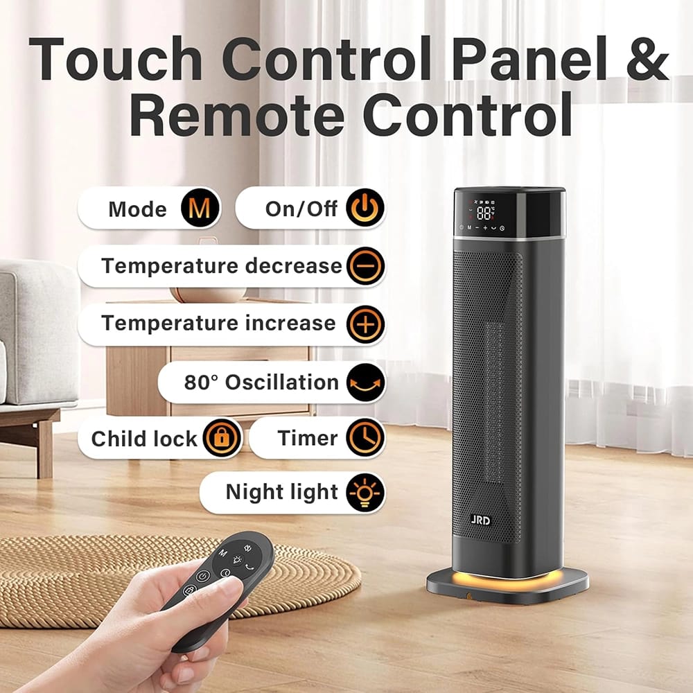 JRD 24" Portable Electric Heater, Black