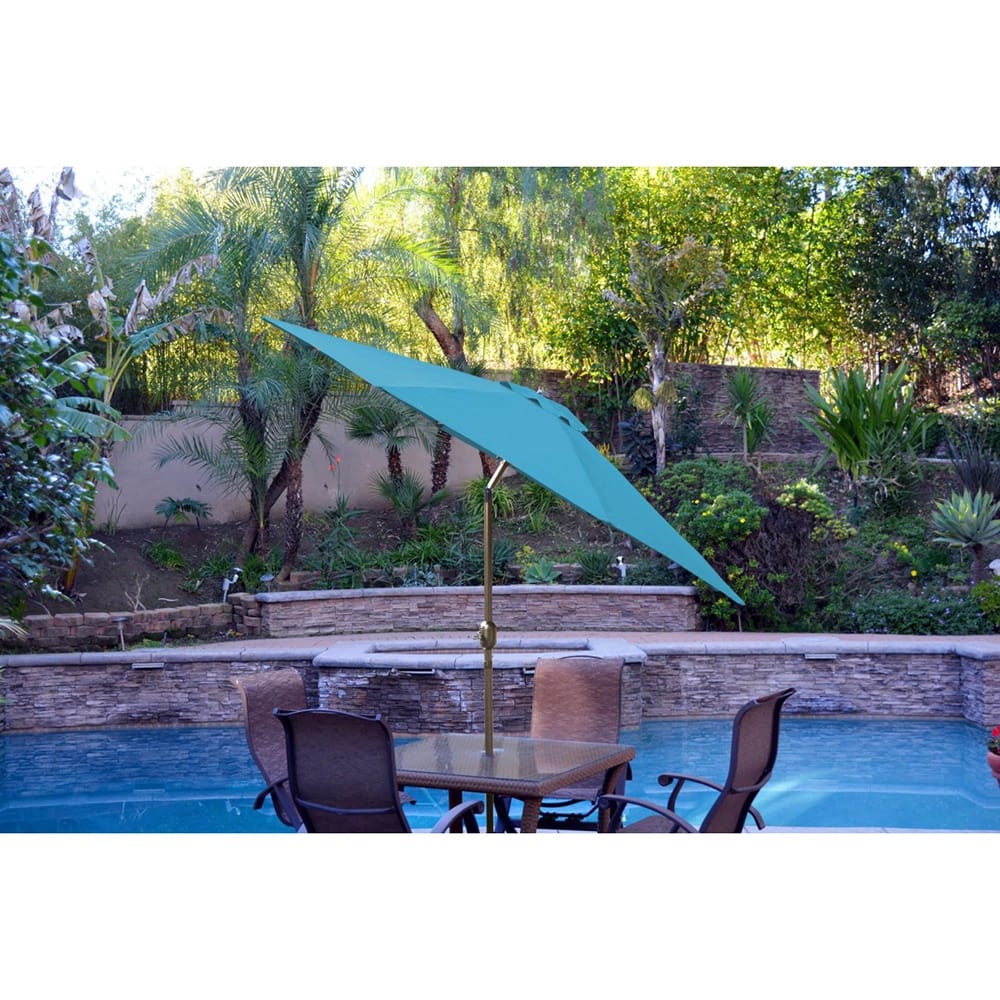 Jeco 9' Aluminum Patio Market Umbrella with Tilt and Crank, Turquoise/Bronze