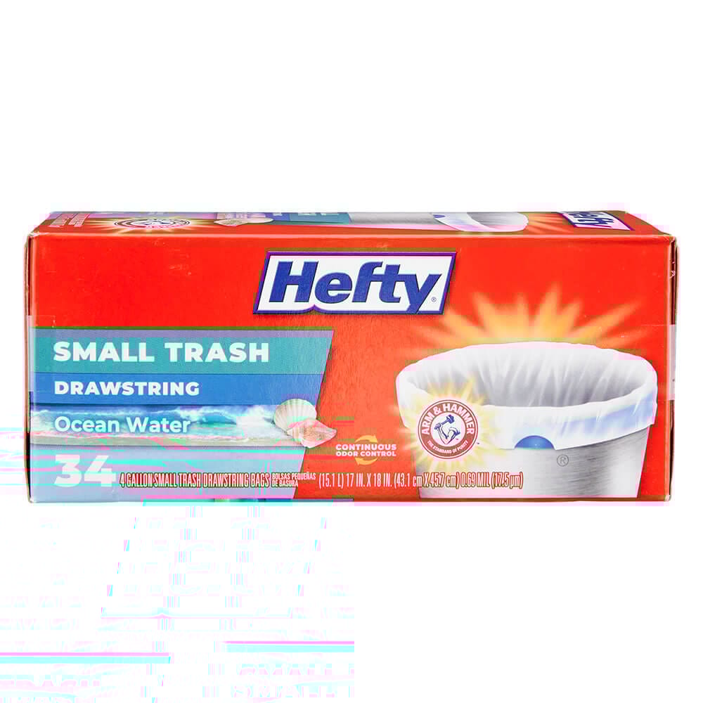 Hefty Small Trash Ocean Water 4 Gallon Trash Bags, 34 Count