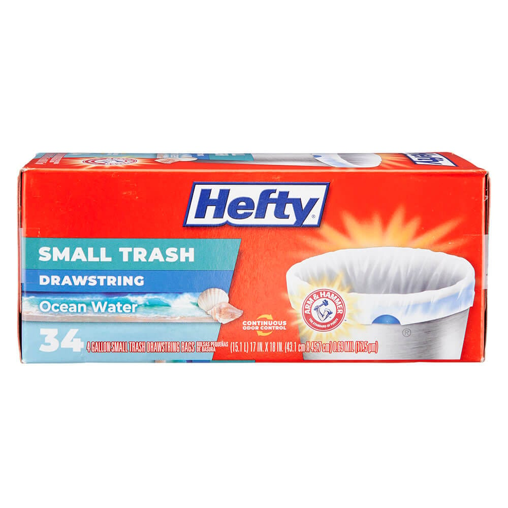 Hefty Small Trash Ocean Water 4 Gallon Trash Bags, 34 Count