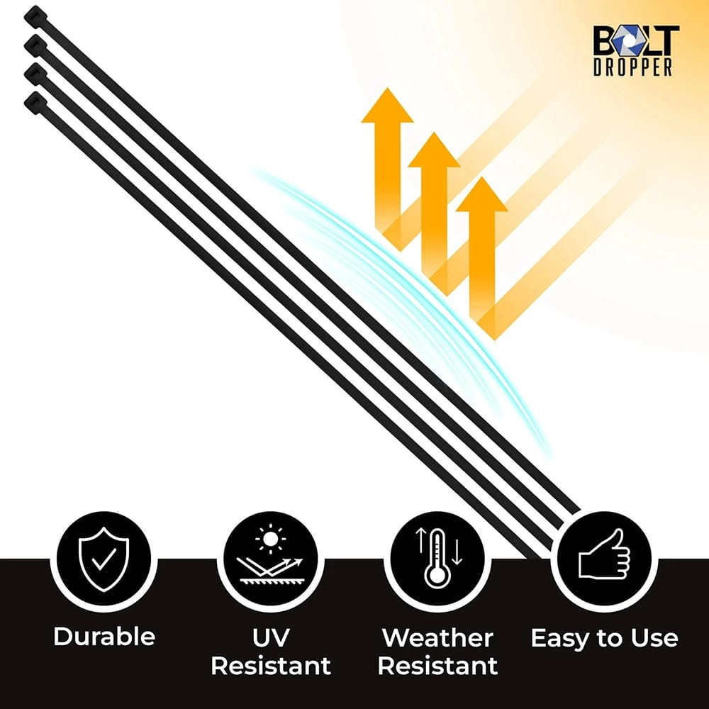 Bolt Dropper 8" Zip Ties, Black, 1000 Count
