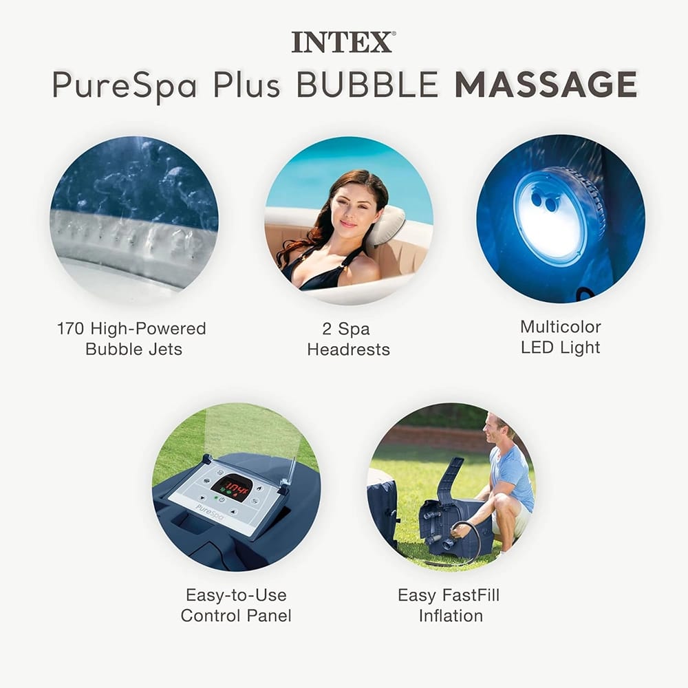INTEX PureSpa 6-Person Inflatable Hot Tub with Energy-Efficient Spa Cover