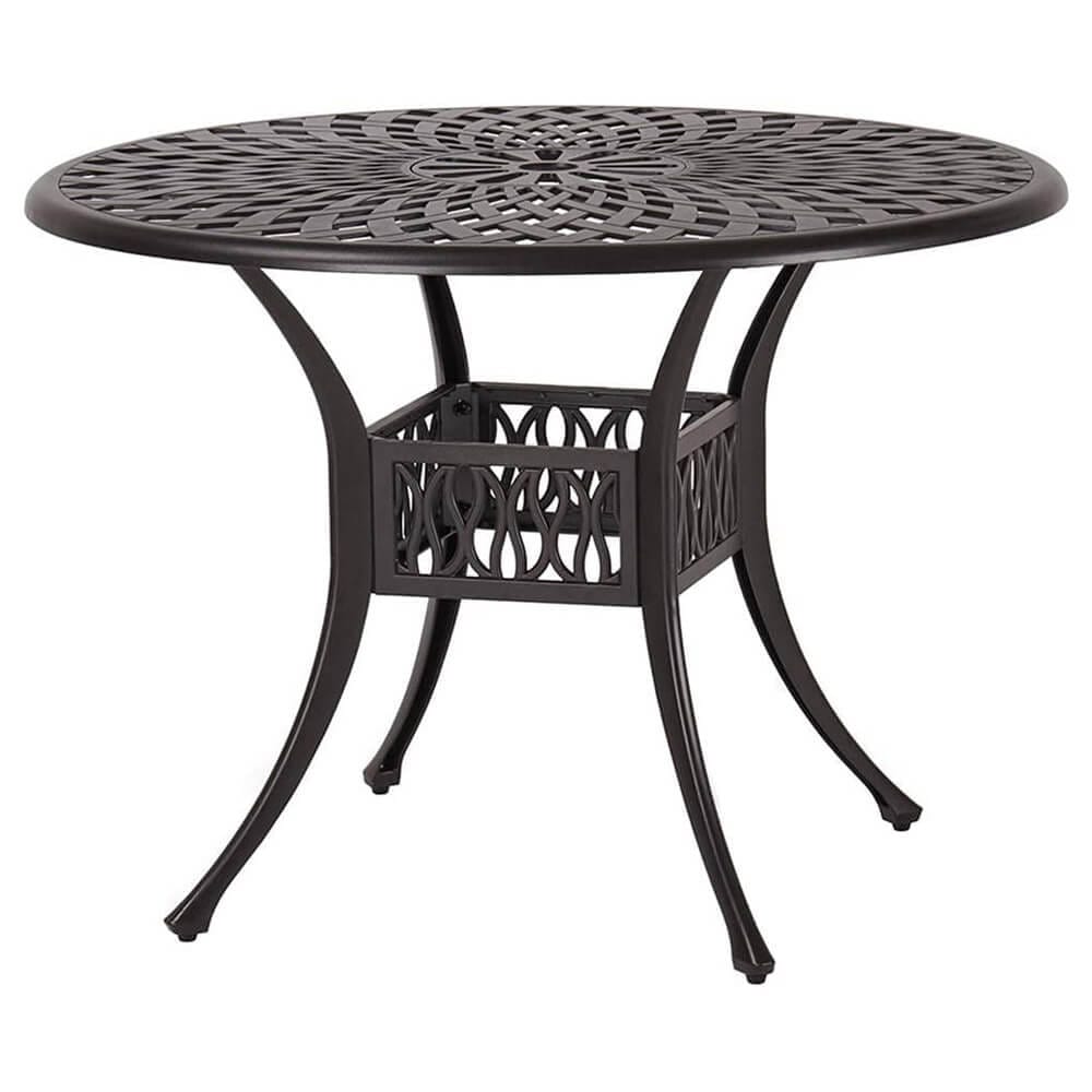 Laurel Canyon 42" Cast Aluminum Round Outdoor Patio Dining Table, Dark Brown