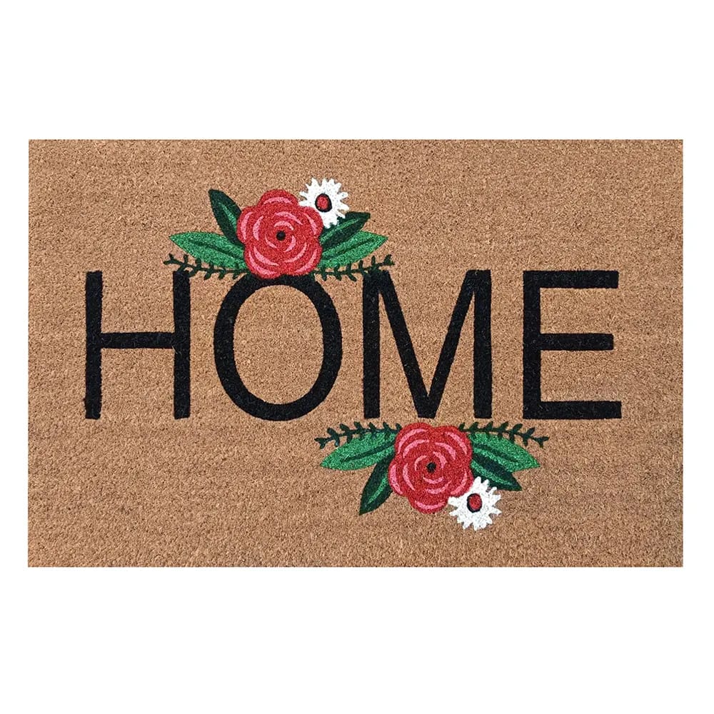 Floral Coir Doormat, 23" x 35"
