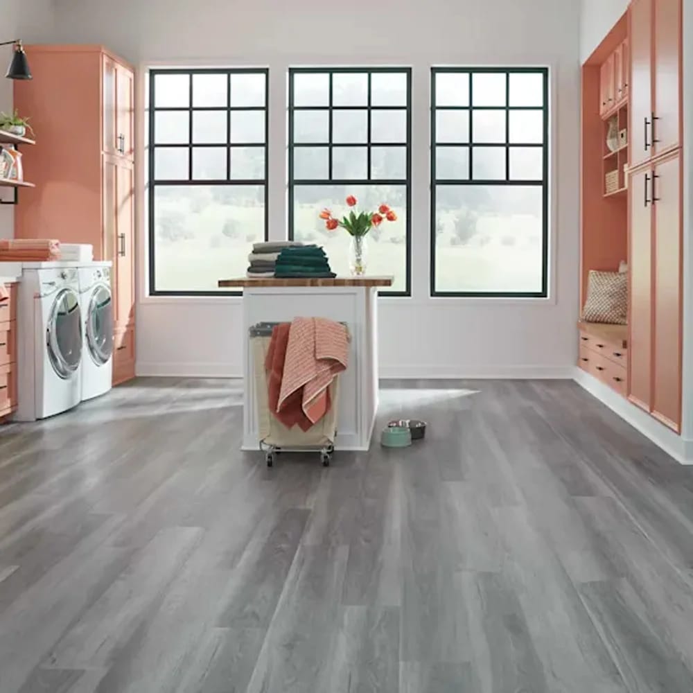 CoreLuxe 6mm w/pad Cathedral Oak Waterproof Rigid Vinyl Plank Flooring, Gray, 23.8 sq. ft. ($3.36/sq. ft.)