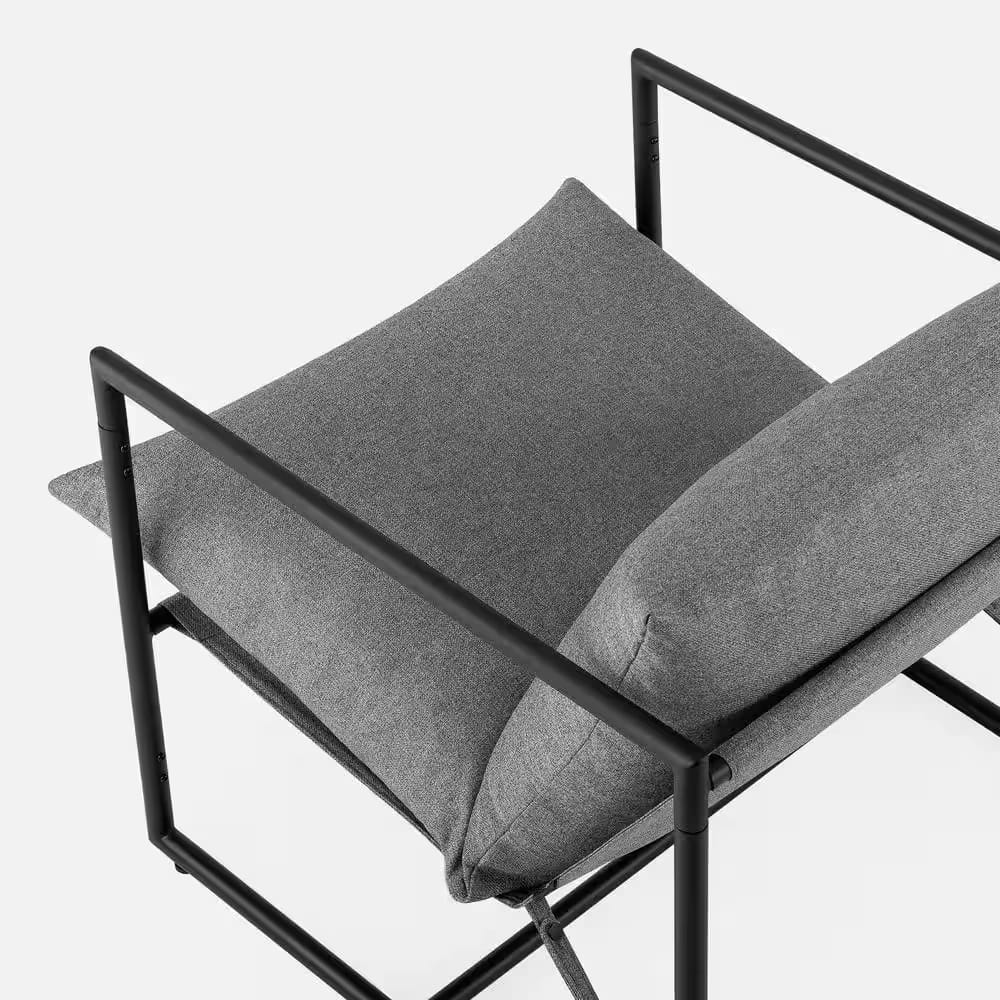 Zinus Ashton Upholstered Sling Accent Chair, Light Gray