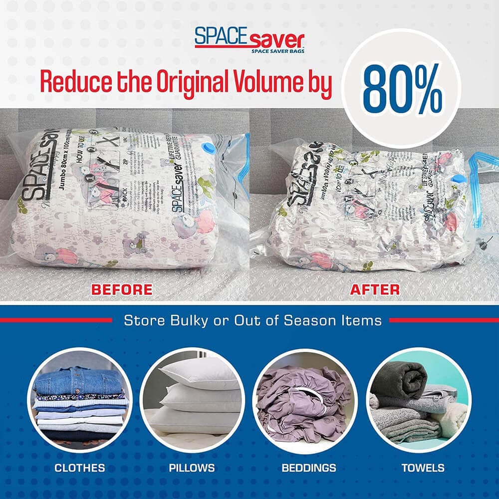 Spacesaver Premium Space Saver Vacuum Storage Bags Variety Pack, Small, Medium, Large, & Jumbo, 10-Pack