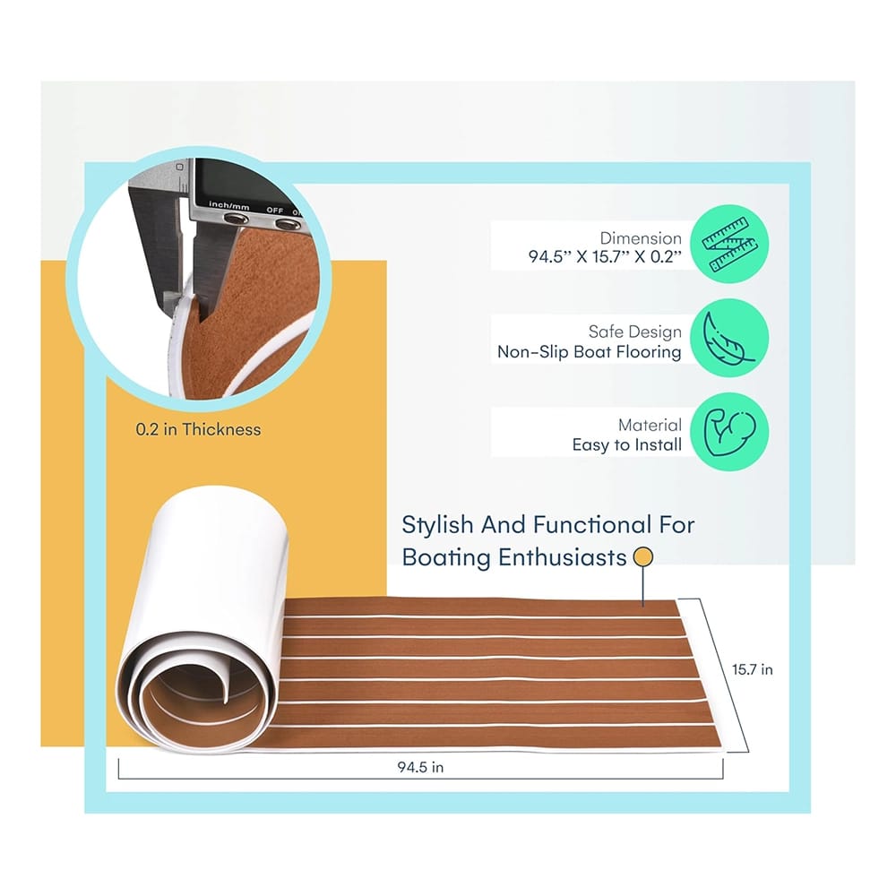 ACOWAY Foam Boat Flooring Decking Sheet 16"x 94'', Brown