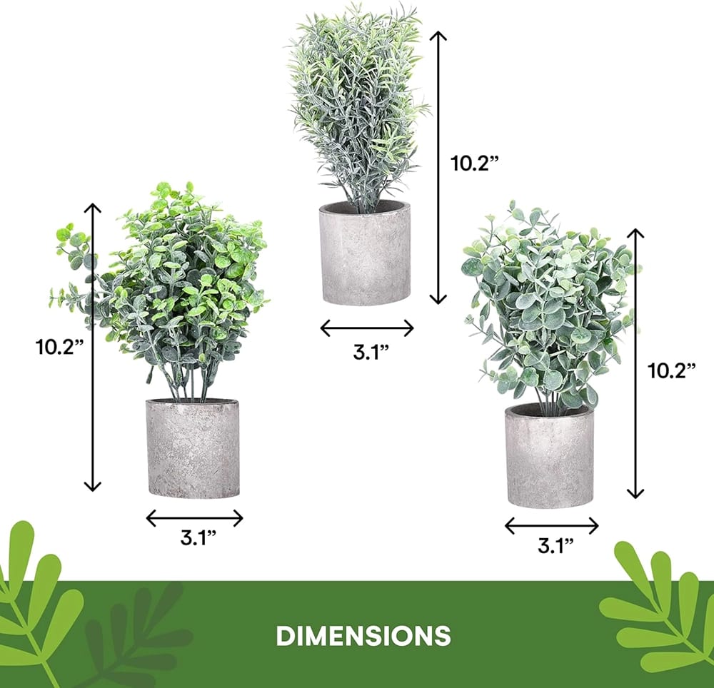 Flybold Mini Fake Plants, Set of 3