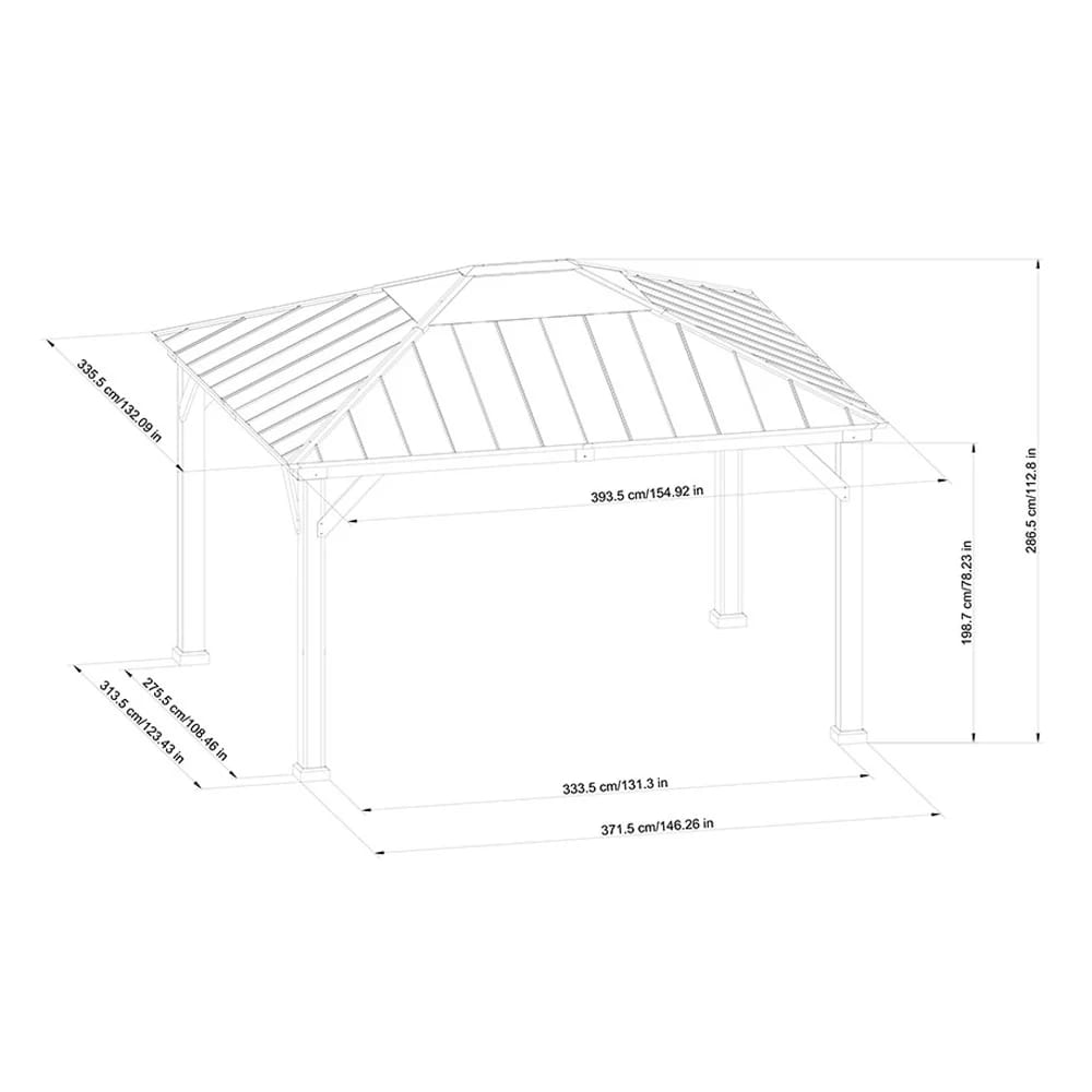 Lisbon 11' x 13' Cedar Framed Gazebo with Polycarbonate Hip Roof Hardtop